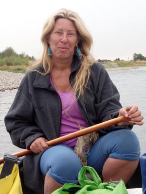 Janeth paddling on Jefferson River, MT.