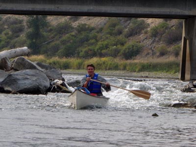 Floating Parsons Bridge diversion dam rapids.