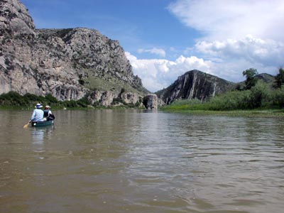 Limestone cliffs at Sappington on Jefferson River, MT.