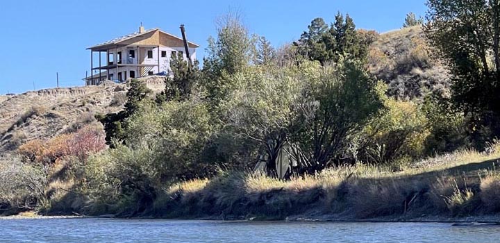 A new house under construction along the Jefferson River.