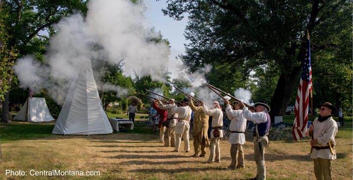 Firing guns at the Lewis and Clark Festival.